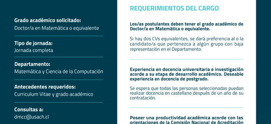 Llamado de Expresión de Interés para Cargo Académico. Jornada Completa