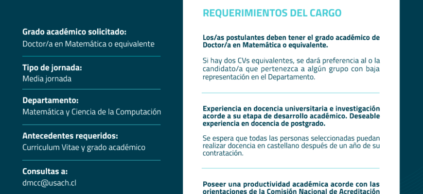 Llamado de Expresión de Interés para Cargo Académico. Media Jornada