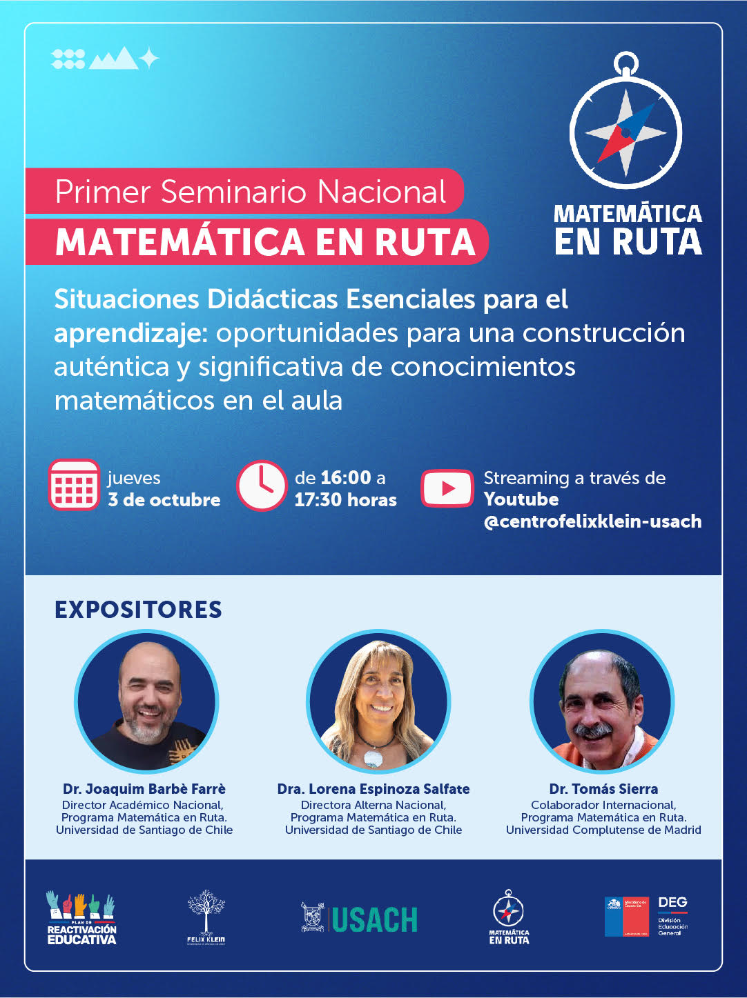 Invitación Primer Seminario Nacional – Programa Matemática en Ruta