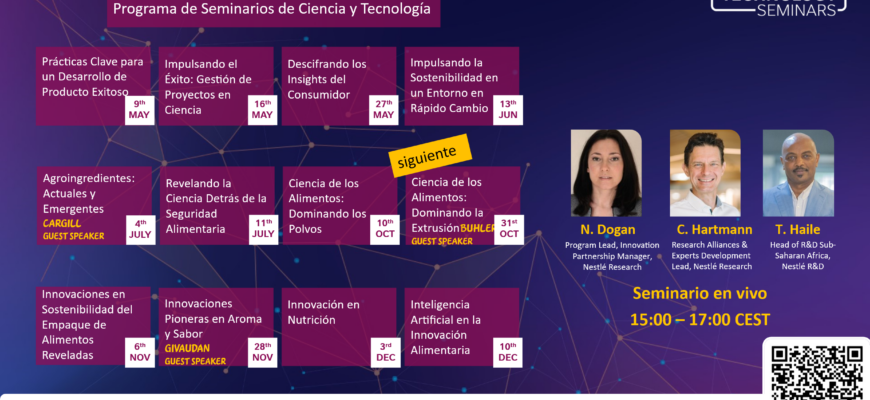 Nestlé I+D invita a estudiantes y jóvenes emprendedores a participar en seminarios gratuitos sobre ciencia de los alimentos e innovación