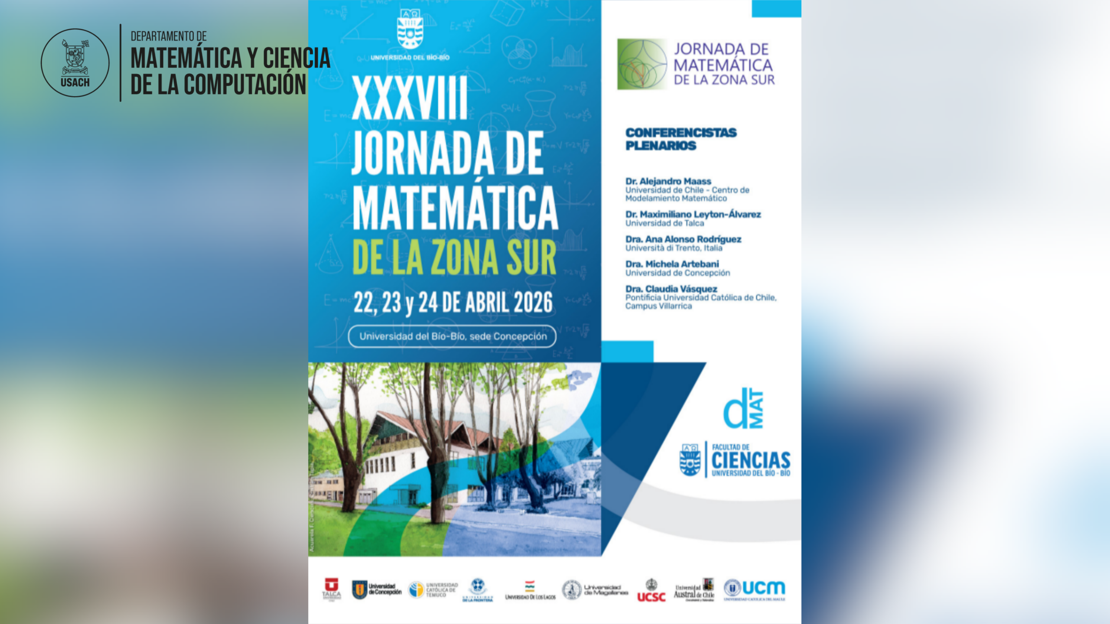 XXXVIII Jornadas de Matemática de la Zona Sur reunirán a la comunidad científica en Concepción